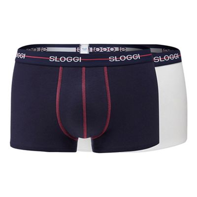 Pack of two white and navy hipster trunks